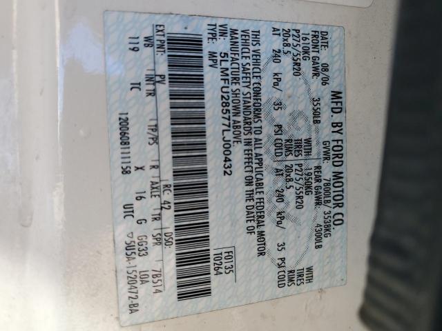 5LMFU28577LJ00432 - 2007 LINCOLN NAVIGATOR WHITE photo 13