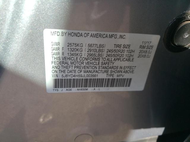 5J8YD4H59JL003561 - 2018 ACURA MDX TECHNOLOGY Plata foto 14