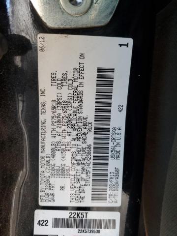 5TFUY5F14CX258606 - 2012 TOYOTA TUNDRA DOUBLE CAB SR5 BLACK photo 12