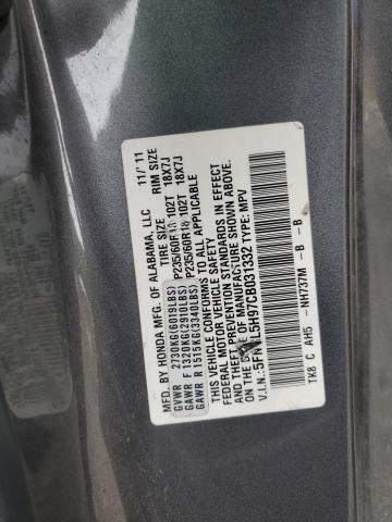 5FNRL5H97CB031332 - 2012 HONDA ODYSSEY TOURING GRAY photo 13