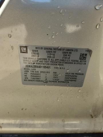 2GNALDEK4D1185491 - 2013 CHEVROLET EQUINOX LT CREAM photo 13