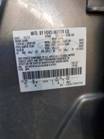 2FMDK4JC0DBB13751 - 2013 FORD EDGE SEL 灰色 照片 13