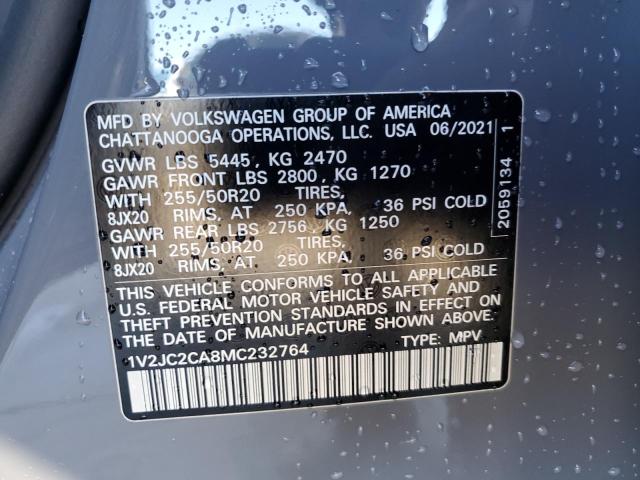 1V2JC2CA8MC232764 - 2021 VOLKSWAGEN ATLAS CROS SE Сірий фото 14