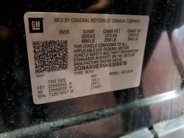 2GNAXVEX6K6306978 - 2019 CHEVROLET EQUINOX LT Қара фото 13