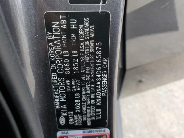 KNADN4A34D6165875 - 2013 KIA RIO EX GRAY photo 13