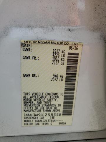 1N4AL3AP2GC258558 - 2016 NISSAN ALTIMA 2.5 WHITE photo 13