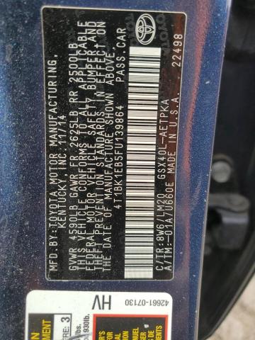 4T1BK1EB5FU139864 - 2015 TOYOTA AVALON XLE Синий фото 12