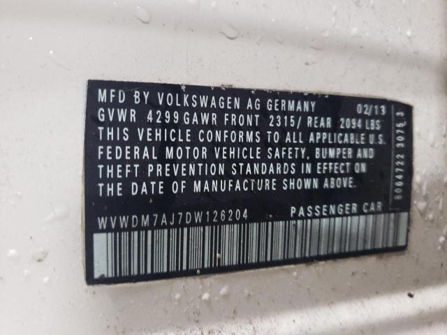 WVWDM7AJ7DW126204 - 2013 VOLKSWAGEN GOLF თეთრი ფოტო 13