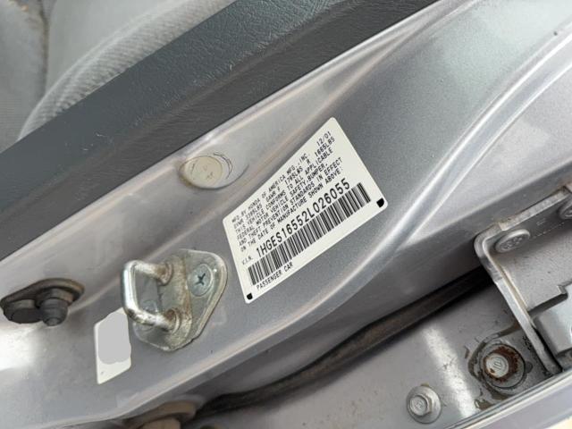 1HGES16552L026055 - 2002 HONDA CIVIC LX SILVER photo 10