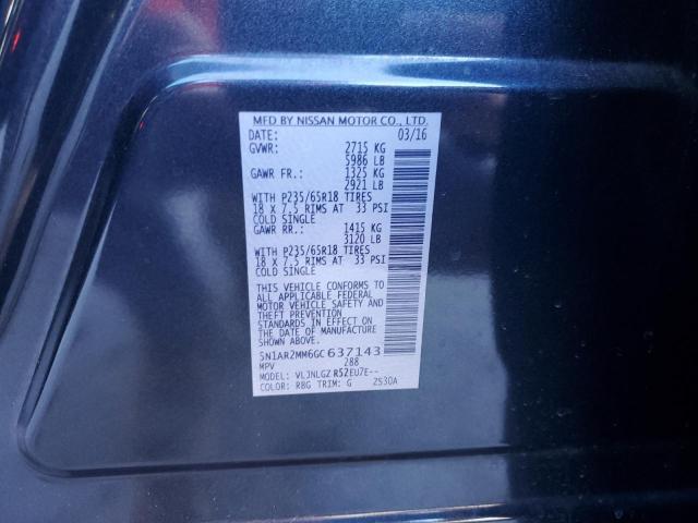 5N1AR2MM6GC637143 - 2016 NISSAN PATHFINDER S შავი ფოტო 13