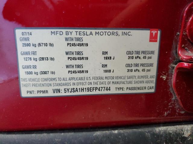 5YJSA1H19EFP47744 - 2014 TESLA MODEL S RED photo 13