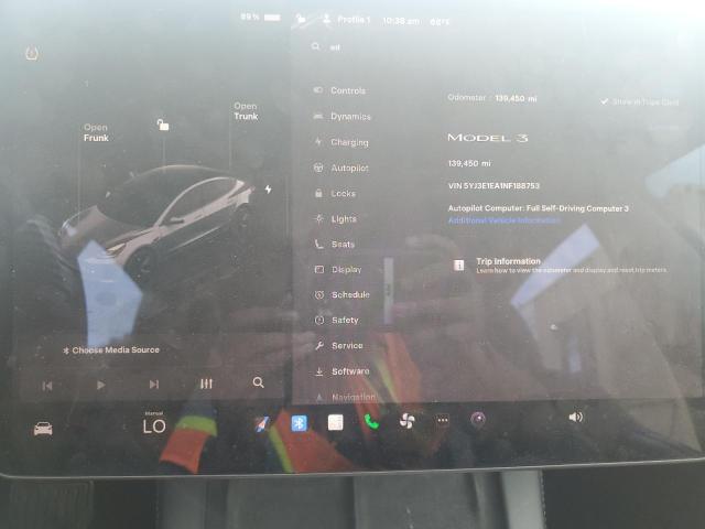 5YJ3E1EA1NF188753 - 2022 TESLA MODEL 3 فضي صورة 9