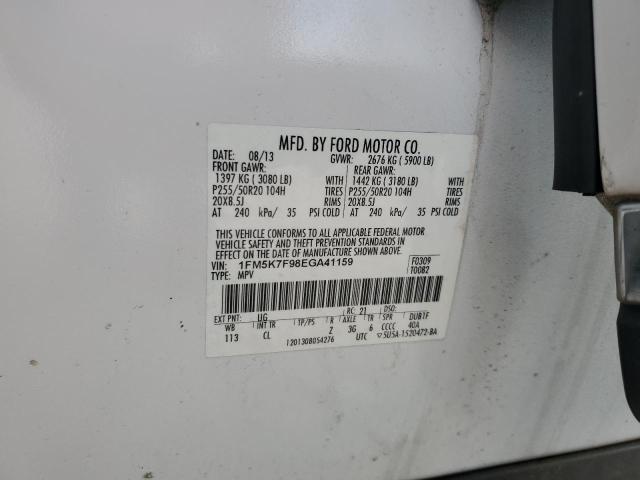 1FM5K7F98EGA41159 - 2014 FORD EXPLORER LIMITED Ağ foto 13