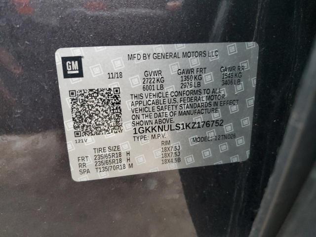 1GKKNULS1KZ176752 - 2019 GMC ACADIA SLT-1 灰色 照片 12