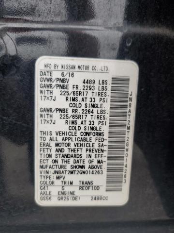 JN8AT2MT2GW014263 - 2016 NISSAN ROGUE S BLACK photo 14