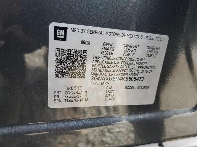 3GNAXUEV4KS505473 - 2019 CHEVROLET EQUINOX LT 灰色 照片 13