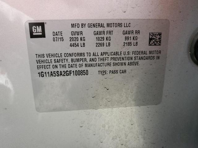 1G11A5SA2GF100850 - 2016 CHEVROLET MALIBU LIM LS SILVER photo 12