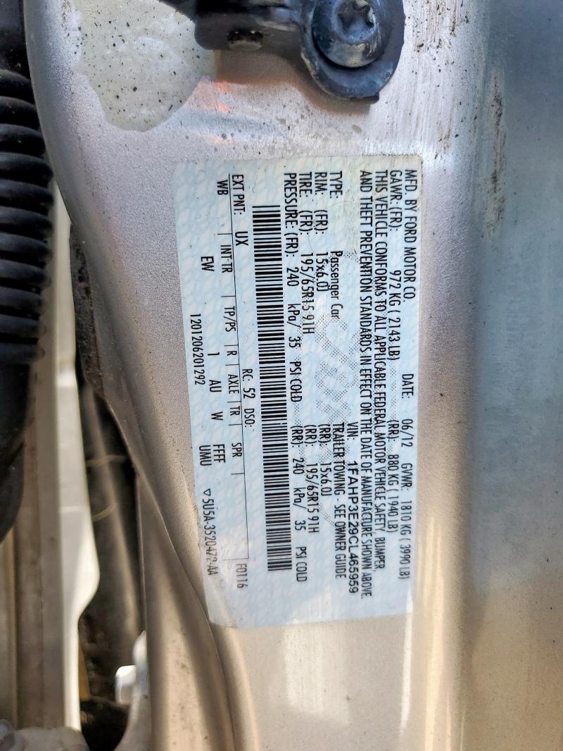 1FAHP3E29CL465959 - 2012 FORD FOCUS S 银色 照片 12