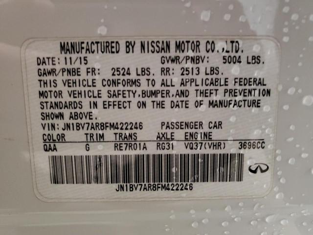 JN1BV7AR8FM422246 - 2015 INFINITI Q50 BASE Սպիտակ լուսանկար 13