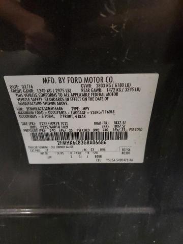 2FMHK6C83GBA06686 - 2016 FORD FLEX SEL ნაცრისფერი ფოტო 13