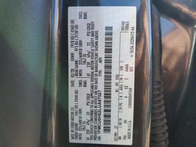 1FMCU0H62LUA97527 - 2020 FORD ESCAPE SEL GRAY photo 13