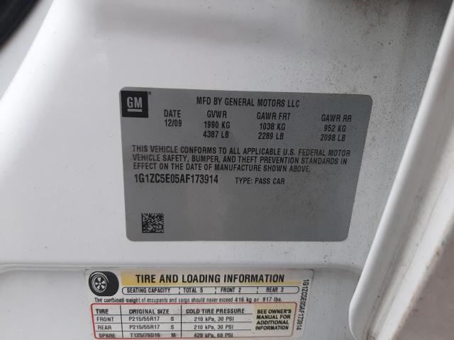 1G1ZC5E05AF173914 - 2010 CHEVROLET MALIBU 1LT WHITE photo 13