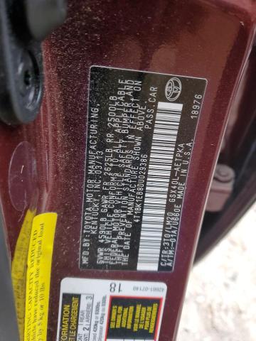 4T1BK1EB8DU029386 - 2013 TOYOTA AVALON BASE 勃艮第红 照片 13