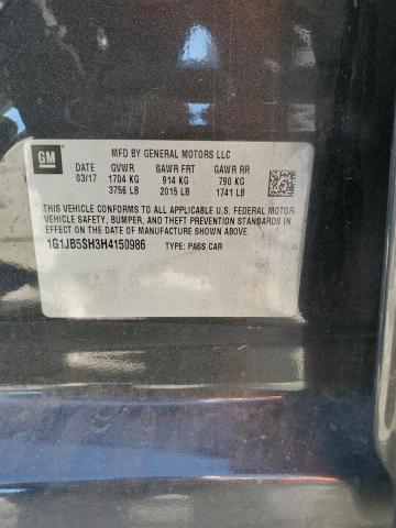 1G1JB5SH3H4150986 - 2017 CHEVROLET SONIC LS BLACK photo 12