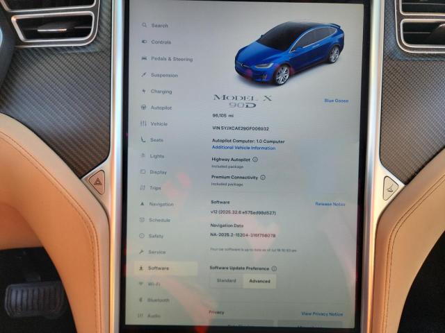 5YJXCAE29GF006932 - 2016 TESLA MODEL X 蓝色 照片 9