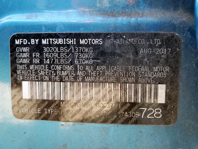 ML32A3HJ6JH003771 - 2018 MITSUBISHI MIRAGE ES BLUE photo 13