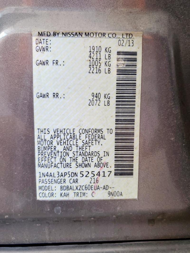 1N4AL3AP5DN525417 - 2013 NISSAN ALTIMA 2.5 GRAY photo 12