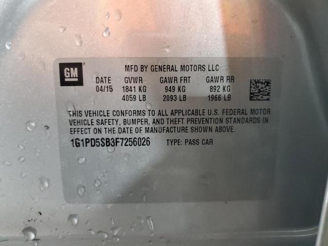 1G1PD5SB3F7256026 - 2015 CHEVROLET CRUZE LT SILVER photo 13