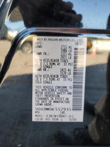 5N1DL0MM5HC557935 - 2017 INFINITI QX60 BLACK photo 14