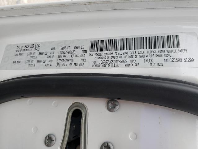 1C6RR7LG5GS225079 - 2016 RAM 1500 SLT WHITE photo 12