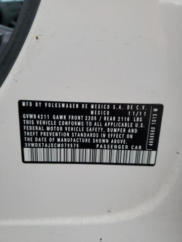 3VWDX7AJXCM079575 - 2012 VOLKSWAGEN JETTA SE თეთრი ფოტო 12