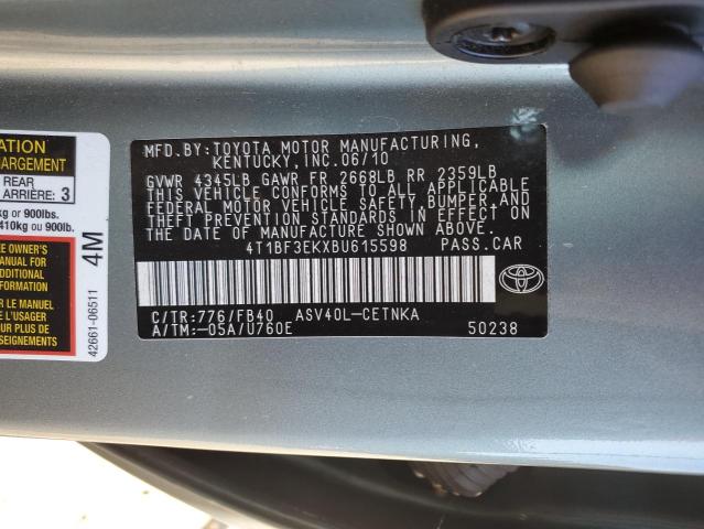 4T1BF3EKXBU615598 - 2011 TOYOTA CAMRY BASE Dəniz mavisi foto 12