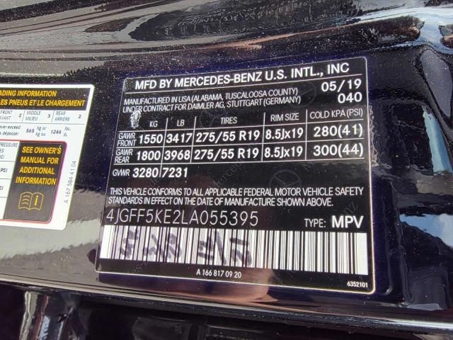 4JGFF5KE2LA055395 - 2020 MERCEDES-BENZ GLS 450 4MATIC BLACK photo 10