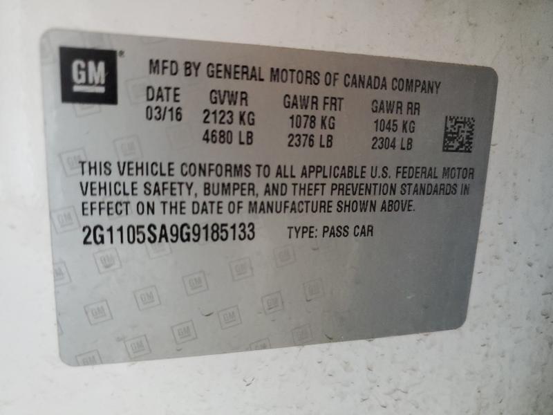 2G1105SA9G9185133 - 2016 CHEVROLET IMPALA LT 白色 照片 12