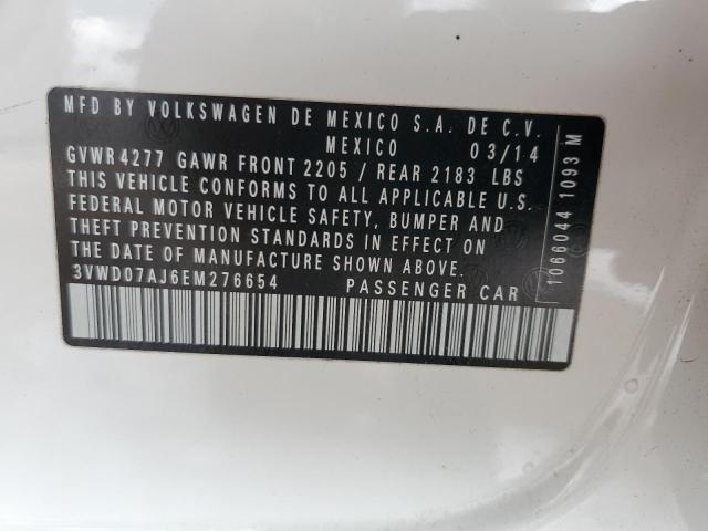 3VWD07AJ6EM276654 - 2014 VOLKSWAGEN JETTA SE WHITE photo 12