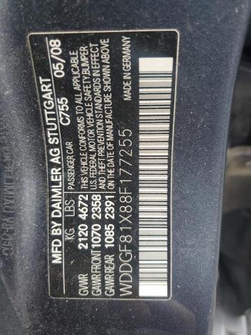 WDDGF81X88F177255 - 2008 MERCEDES-BENZ C 300 4MATIC BLUE photo 12