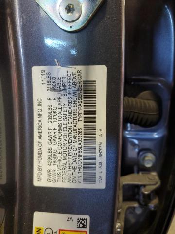 1HGCV1F56LA036265 - 2020 HONDA ACCORD EXL GRAY photo 12