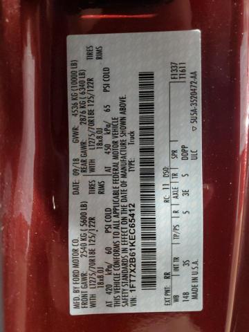 1FT7X2B61KEC65412 - 2019 FORD F250 SUPER DUTY Bordo fotoğraf 12