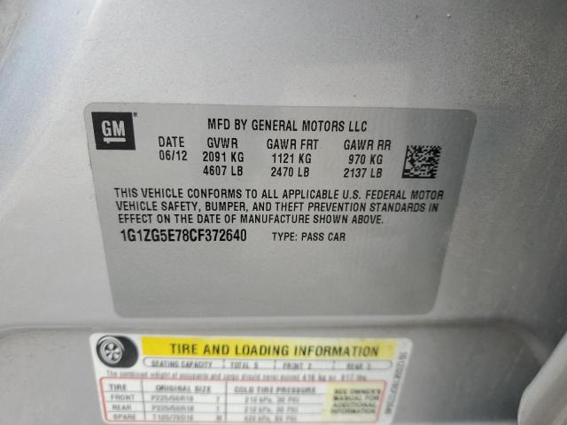 1G1ZG5E78CF372640 - 2012 CHEVROLET MALIBU LTZ SILVER photo 13