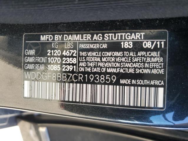 WDDGF8BB7CR193859 - 2012 MERCEDES-BENZ C 300 4MATIC BLACK photo 12