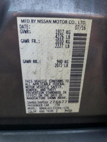 1N4AL3AP1GC276677 - 2016 NISSAN ALTIMA 2.5 GRAY photo 12