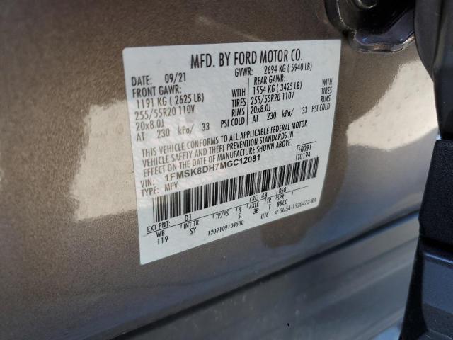 1FMSK8DH7MGC12081 - 2021 FORD EXPLORER XLT Grafit fotoğraf 13