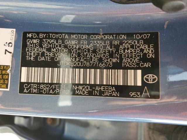 JTDKB20U787716673 - 2008 TOYOTA PRIUS 蓝色 照片 14