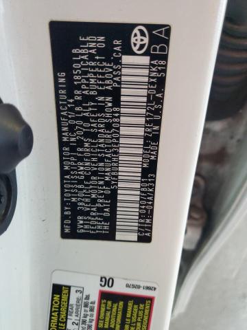 5YFBURHE3EP070848 - 2014 TOYOTA COROLLA L WHITE photo 12