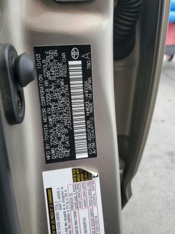 JTDKB22U240012784 - 2004 TOYOTA PRIUS TAN photo 12