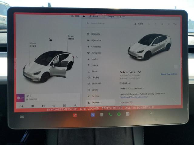 5YJYGAEE2MF157531 - 2021 TESLA MODEL Y WHITE photo 9